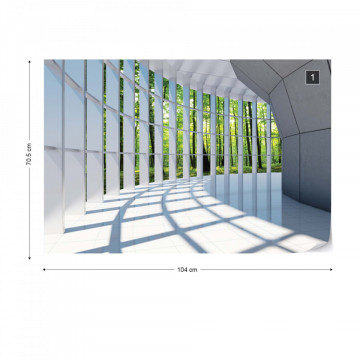 Forest 3D Modern Architecture View Photo Wallpaper Wall Mural - Img 1