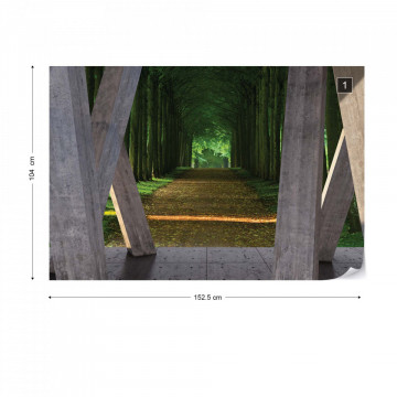 Forest Path 3D Modern View Concrete Photo Wallpaper Wall Mural - Img 10