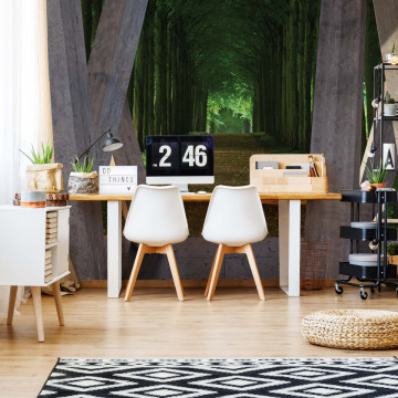 Forest Path 3D Modern View Concrete Photo Wallpaper Wall Mural - Img 15