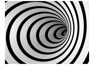 Fototapet - Black and white 3D tunnel - Img 2