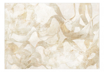 Fototapet - Împletitura Naturii - Fundal Abstract cu Forme de Frunze - Bej - Img 2