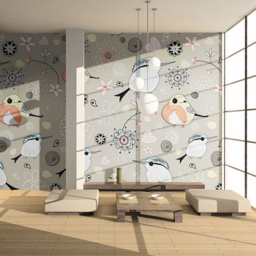 Fototapet - Natural pattern with birds - Img 1