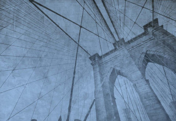 Fototapet - Podul Brooklyn – Efect Grafic Albastru - Img 3