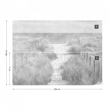 Fototapet - Potecă spre Mare – Efect Vintage Alb-Negru - Img 11