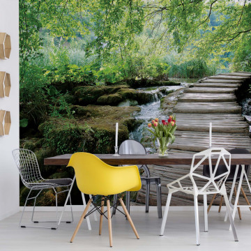 Green Forest Waterfall Pathway Photo Wallpaper Wall Mural - Img 16