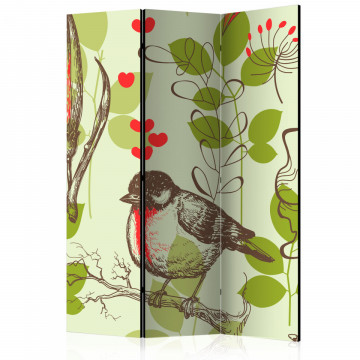 Paravan - Bird and lilies vintage pattern [Room Dividers] - Img 1