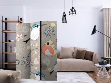 Paravan - Natural pattern with birds [Room Dividers] - Img 2