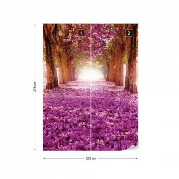 Pink Trees Path Photo Wallpaper Wall Mural - Img 11