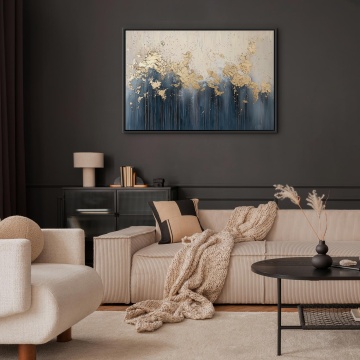 Tablou - Abstract composition with extinguished blue and gold - Img 7