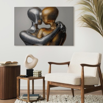 Tablou - Couple in an embrace, composition in gold and silver - Img 4