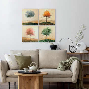 Tablou - Four trees in painterly colour shots - Img 2