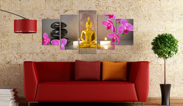 Tablou - Golden Buddha and orchids - Img 4
