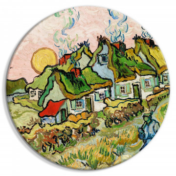 Tablou rotund - Thatched Cottages in the Sunshine Reminiscence of the North (Vincent van Gogh) - Img 1