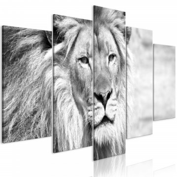 Tablou - The King of Beasts (5 Parts) Wide Black and White - Img 1
