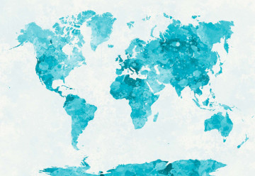 Watercolour World Map Turquoise - Img 7