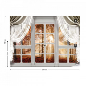 3D Door View Autumn Forest Photo Wallpaper Wall Mural - Img 5