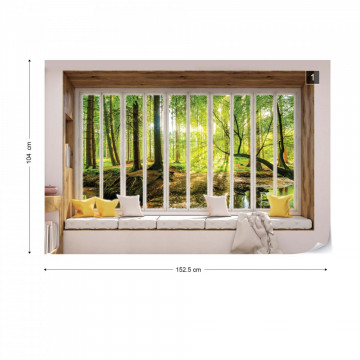 3D Window View Forest Photo Wallpaper Wall Mural - Img 10