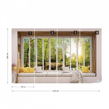 3D Window View Forest Photo Wallpaper Wall Mural - Img 13