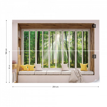 3D Window View Forest Sunrise Photo Wallpaper Wall Mural - Img 5