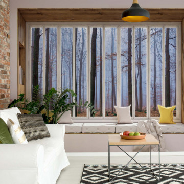 3D Window View Misty Forest Photo Wallpaper Wall Mural - Img 16