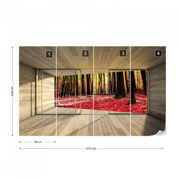 Autumn Forest 3D Modern Window View Photo Wallpaper Wall Mural - Img 13