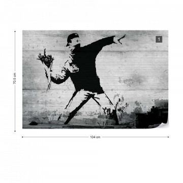 Banksy Graffiti Concrete Photo Wallpaper Wall Mural - Img 1