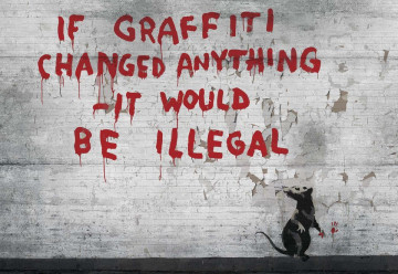 Banksy Graffiti Concrete Photo Wallpaper Wall Mural - Img 3