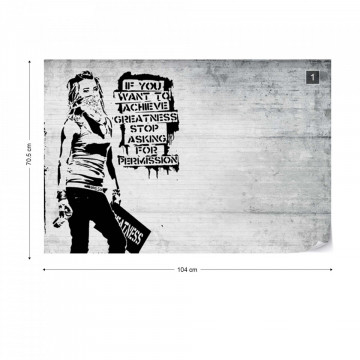 Banksy Graffiti Concrete Texture Photo Wallpaper Wall Mural - Img 1