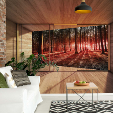 Forest 3D Modern Window View Photo Wallpaper Wall Mural - Img 14
