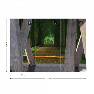 Forest Path 3D Modern View Concrete Photo Wallpaper Wall Mural - Img 12
