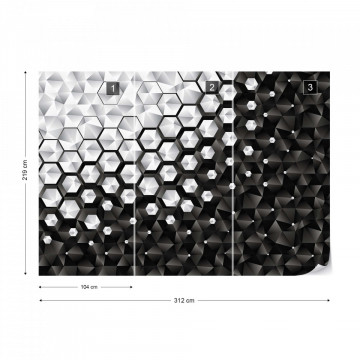 Fototapet - 3D Hexagoane gri si maro inchis - Img 14