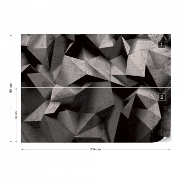 Fototapet - 3D Polygon Concrete - gri inchis - Img 9