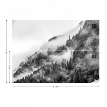 Fototapet - Ceață peste Pădure – Alb-Negru - Img 10