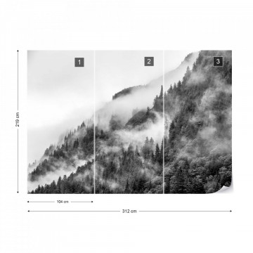 Fototapet - Ceață peste Pădure – Alb-Negru - Img 15
