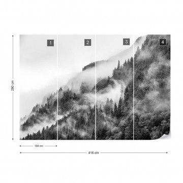 Fototapet - Ceață peste Pădure – Alb-Negru - Img 4