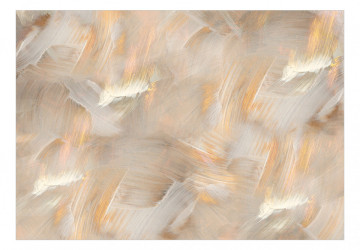 Fototapet - Valuri de Culori - Fundal Abstract Pictat în Nuanțe de Bej și Aur - Img 2
