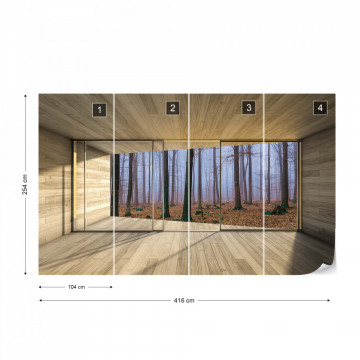 Misty Forest 3D Modern Window View Photo Wallpaper Wall Mural - Img 13