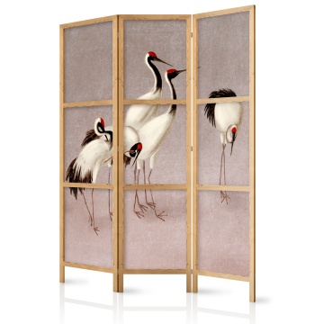 Paravan japonez - Cranes on a grey-pink background - Img 1