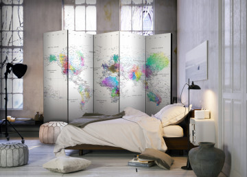 Paravan - Room divider – White-colorful world map - Img 2