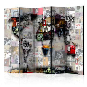 Paravan - Room divider – World map – Banksy - Img 1