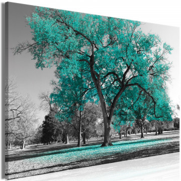 Tablou - Autumn in the Park (1 Part) Wide Turquoise - Img 1