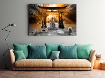 Tablou - Buddha Smile (1 Part) Wide Orange - Img 2
