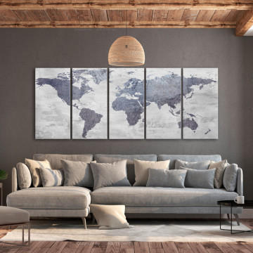 Tablou - Concrete World Map (5 Parts) Narrow - Img 2