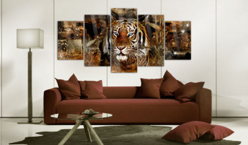 Tablou pe sticlă acrilică - Golden Jungle [Glass] - Img 2