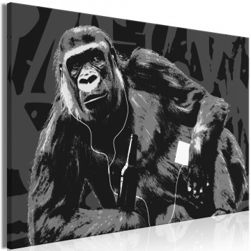 Tablou - Pop Art Monkey (1 Part) Narrow Grey - Img 1
