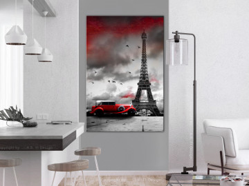 Tablou - Red Car in Paris (1 Part) Vertical - Img 2
