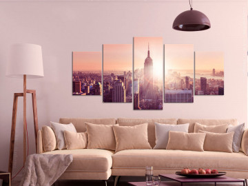 Tablou - Sun over Manhattan (5 Parts) Wide Orange - Img 4