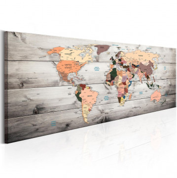Tablou - World Maps: Wooden Travels - Img 1
