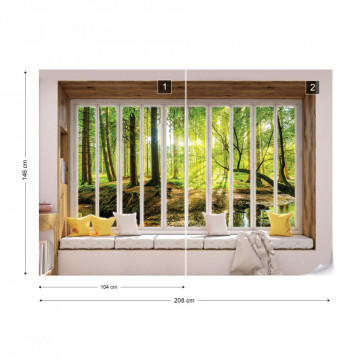 3D Window View Forest Photo Wallpaper Wall Mural - Img 11