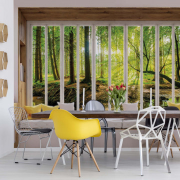 3D Window View Forest Photo Wallpaper Wall Mural - Img 16